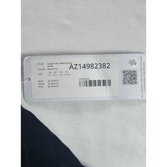 Azazie Womens Size A16 Black Velvet One Shoulder Maxi Slit Dress - Picture 8 of 10